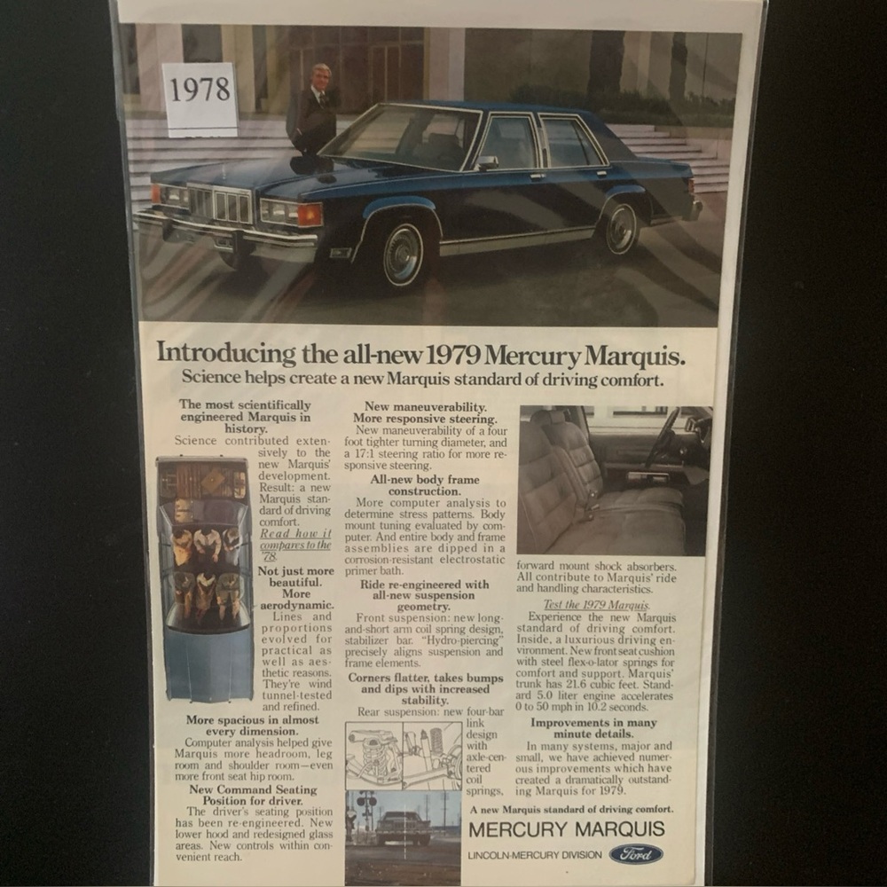 Vintage 1978 Mercury Marquis Introducing the All New Ad Advertisement